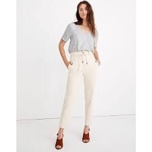 Madewell High Rise Relaxed Tapered Ankle Cotton Twill Cream Pants Jeans Size 27